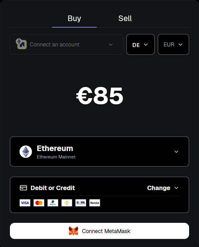 MetaMask Buy Screen